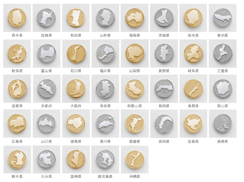 18金・銀製 47都道府県ピンバッジ