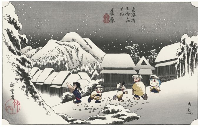 「ドラえもん」浮世絵木版画