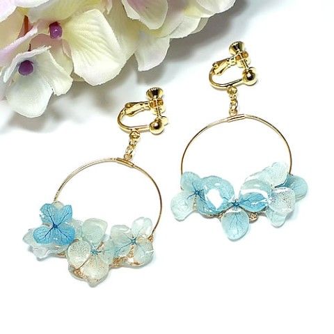 雨垂れ紫陽花のピアス＆イヤリング