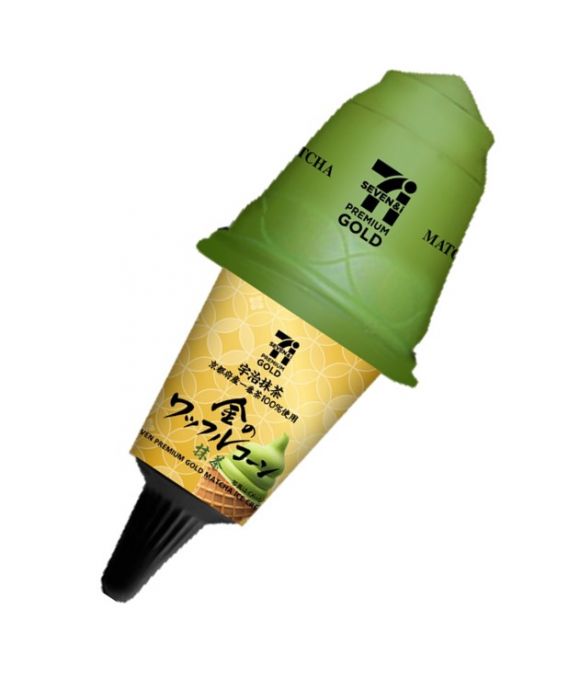 金のワッフルコーン 抹茶