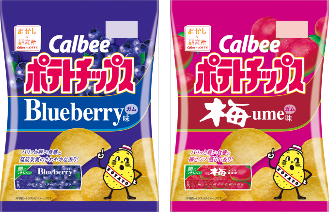 ポテトチップス ブルーベリーガム味・梅ガム味