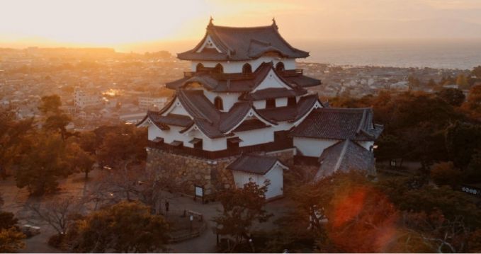Stunning aerial image of HIKONE CASTLE