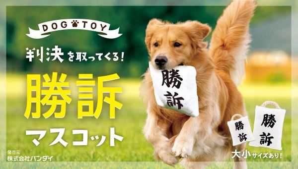 判決を取ってくる犬用おもちゃ「勝訴マスコット」　